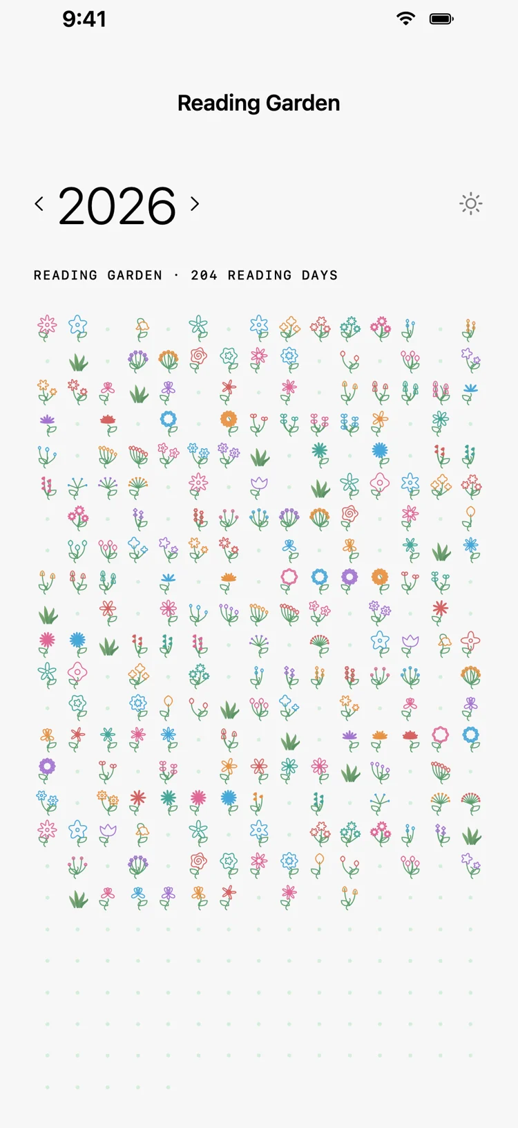 Reading garden preview with a year of sample flowers